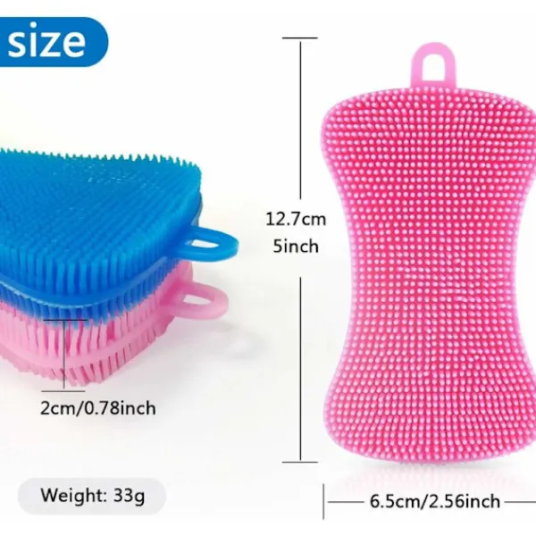 Svampar & Dukar-Silikonsvamp, 4 st multifunktionell kökssvamp, non-stick värmebeständig hushållsrengöringsborste, idealisk för disk, kastrull, grönsaker, frukt