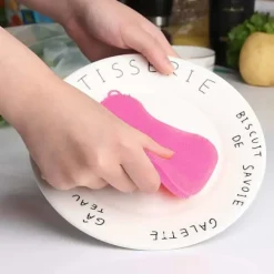 Svampar & Dukar-Silikonsvamp, 4 st multifunktionell kökssvamp, non-stick värmebeständig hushållsrengöringsborste, idealisk för disk, kastrull, grönsaker, frukt