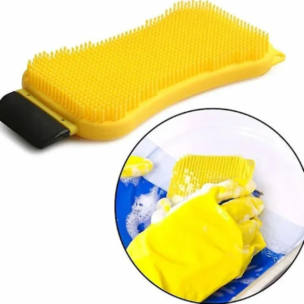 Svampar & Dukar-Silikonsvamp, 2 st Silikonrengöringsborste, 3-i-1 Multifunktionell Kreativ Köksrengöringsborste Silikon Diskborste