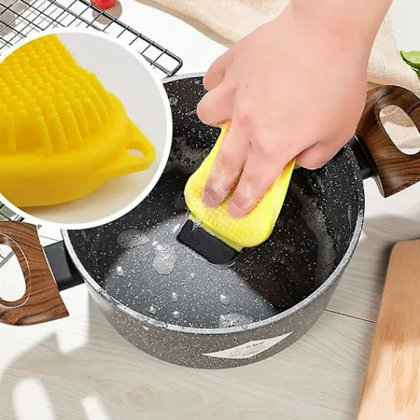 Svampar & Dukar-Silikonsvamp, 2 st Silikonrengöringsborste, 3-i-1 Multifunktionell Kreativ Köksrengöringsborste Silikon Diskborste
