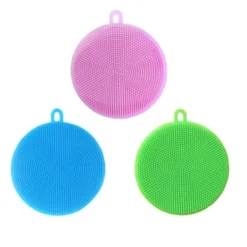 Svampar & Dukar-Silikonsvamp, antibakteriell, repfri diskborste, skrubbsvamp, grytunderlägg, mångsidiga svampar för rengöring av grönsaker, kök