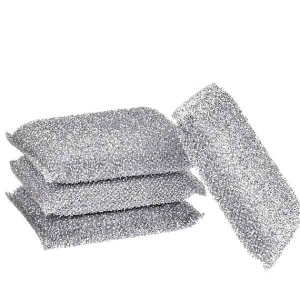 Svampar & Dukar-Silverglans Kudde 4-pack Diskborste Svamp Scourge Lurex Svamp Perfekt för beläggning av kastruller, stekpannor, keramiska spisar