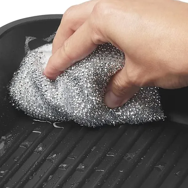 Svampar & Dukar-Silverglans Kudde 4-pack Diskborste Svamp Scourge Lurex Svamp Perfekt för beläggning av kastruller, stekpannor, keramiska spisar