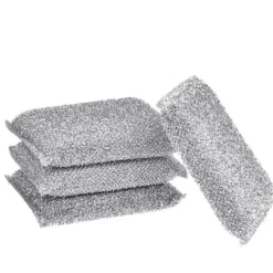 Svampar & Dukar-Silverglänsande Diskborste 4-pack Svamp Skursvamp Lurex Svamp Perfekt för belagda grytor, stekpannor, keramikhällar