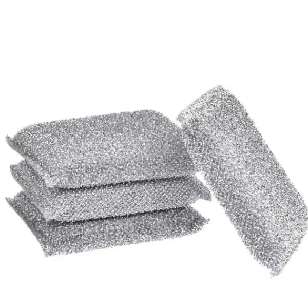 Svampar & Dukar-Silverglänsande Diskborste 4-pack Svamp Skursvamp Lurex Svamp Perfekt för belagda grytor, stekpannor, keramikhällar