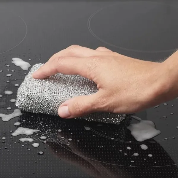 Svampar & Dukar-Silverglänsande Diskborste 4-pack Svamp Skursvamp Lurex Svamp Perfekt för belagda grytor, stekpannor, keramikhällar