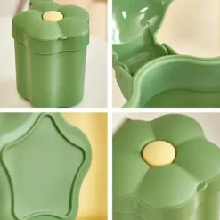 HAIKOU CHENQI Soptunnor-Skrivbords papperskorg, Dekoration för soffbord, Återvinningskärl i plast, Papperskorg med lock i blomform, För sovrum, 1 st