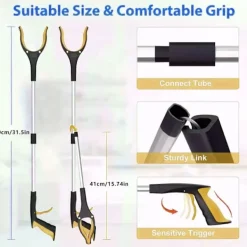 Soptunnor-Skräpplockare, KY-Tech 81 cm skräpplockare för vuxna, hopfällbar gripare med magnet, hjälpmedel för funktionshindrade