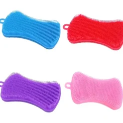 Svampar & Dukar-Skrubber Silikonsvamp Multipurpose Silikonskurdyna Diskborste Badrum Frukt Grönsaksskrubber Kökstillbehör 4st
