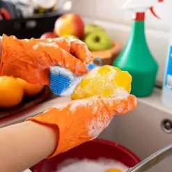 Svampar & Dukar-Skrubber Silikonsvamp Multipurpose Silikonskurdyna Diskborste Badrum Frukt Grönsaksskrubber Kökstillbehör 4st