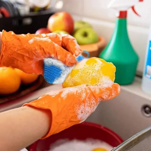Svampar & Dukar-Skrubber Silikonsvamp Multipurpose Silikonskurdyna Diskborste Badrum Frukt Grönsaksskrubber Kökstillbehör 4st