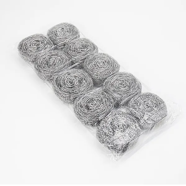 Svampar & Dukar-Skrubbsvamp i rostfritt stål, disksvamp - Set om 10, ZQKLA