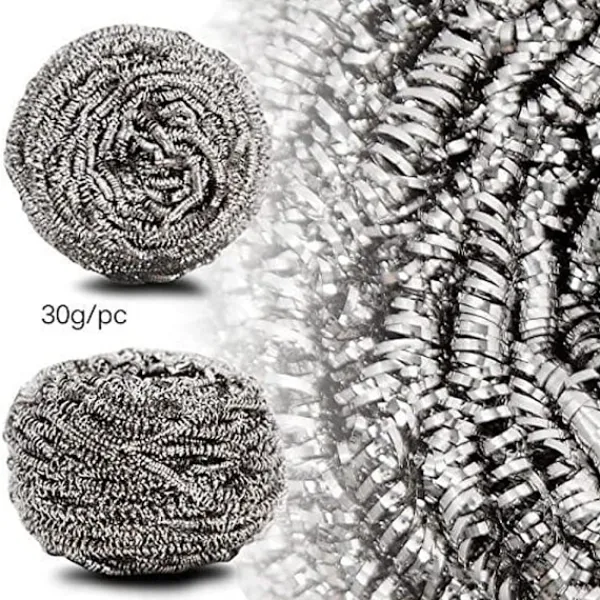 Svampar & Dukar-Skrubbsvamp i rostfritt stål, disksvamp - Set om 10, ZQKLA