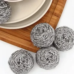 Svampar & Dukar-Skrubbsvamp i rostfritt stål, disksvamp - Set om 10, ZQKLA