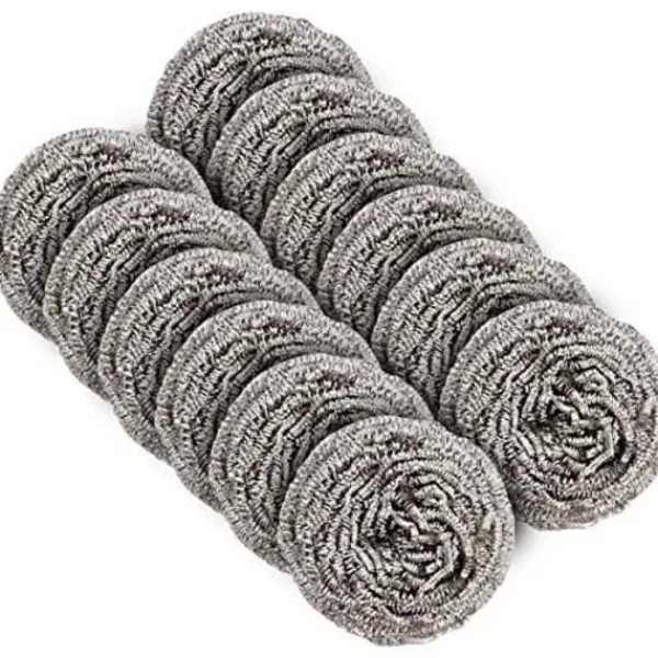 Svampar & Dukar-Skrubbsvamp i rostfritt stål, Skursvamp - 12 st i förpackningen