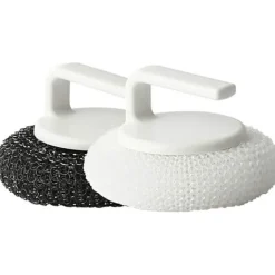 Svampar & Dukar-Skrubbsvamp med handtag, rostfritt ståltrådsbollssvamp