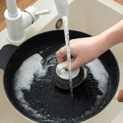 Svampar & Dukar-Skrubbsvamp med handtag, rostfritt ståltrådsbollssvamp