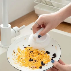 Svampar & Dukar-Skrubbsvamp med handtag, rostfritt ståltrådsbollssvamp