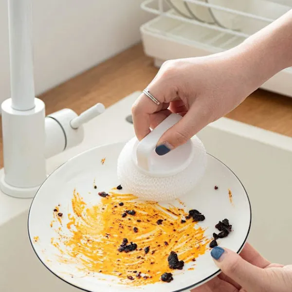 Svampar & Dukar-Skrubbsvamp med handtag, rostfritt ståltrådsbollssvamp