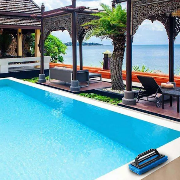 Svampar & Dukar-Skrubbsvampborste med handtag, idealisk för keramiska plattor, duschdörrar i glas