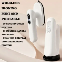 Strykjärn-Sladdlös Handhållen Mini Strykjärn - Portabelt och hopfällbart stryksystem med 90° roterande stryksula och litiumbatteri (ingen kontakt krävs), vit. | Fyndiq