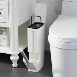 LBSS Soptunnor-Smal papperskorg med toalettborste Slittålig toalettborste för badrum