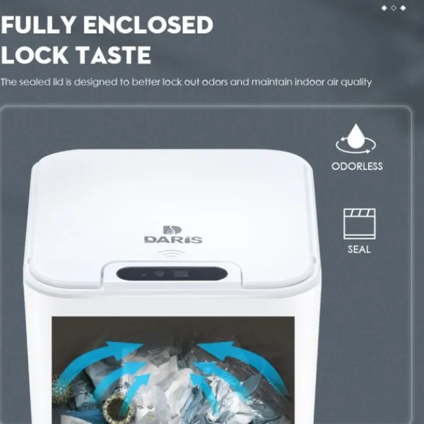 Hommy Soptunnor-Smart Sensor Skorp Kanna Automatisk Sparkande Vit Sopkärl