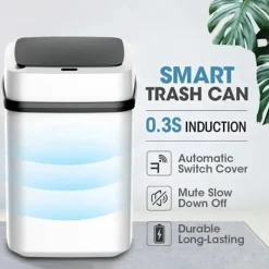LBSS Soptunnor-Smarts Sensor papperskorg med lock Stor kapacitet Slitstark papperskorg för badrum Toalett