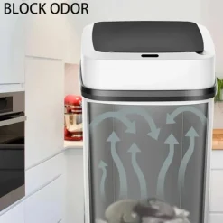 LBSS Soptunnor-Smarts Sensor papperskorg med lock Stor kapacitet Slitstark papperskorg för badrum Toalett