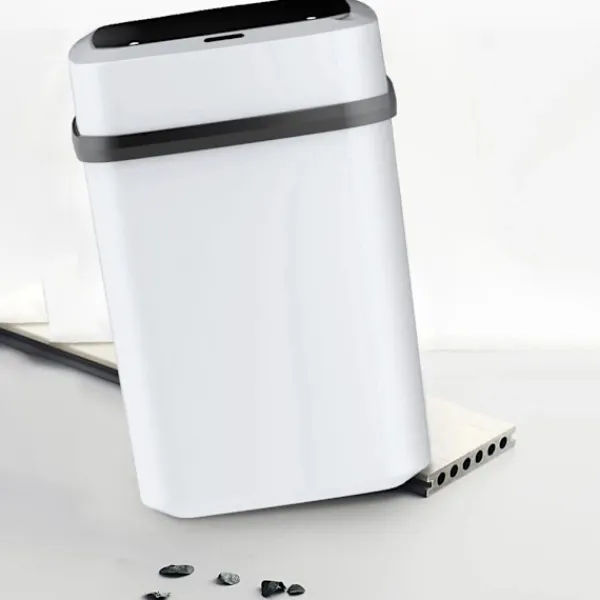 LBSS Soptunnor-Smarts Sensor papperskorg med lock Stor kapacitet Slitstark papperskorg för badrum Toalett