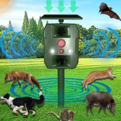 INF Skadedjur & Insekter-Solcellsdriven skadedjursskrämma med ultraljud, rörelsesensor och ljud