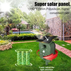 INF Skadedjur & Insekter-Solcellsdriven skadedjursskrämma med ultraljud, rörelsesensor och ljud