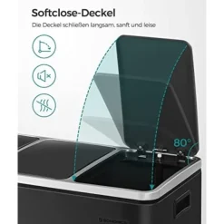 Pavil Soptunnor-SONGMICS återvinningskärl, 3 x 18 L trippelkök, 3-fack pedalbehållare, svart