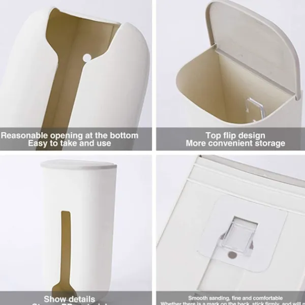 NeunWolken Soptunnor-Sopbehållare i plast, väggmonterad självhäftande hänglåda, vit