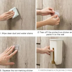 NeunWolken Soptunnor-Sopbehållare i plast, väggmonterad självhäftande hänglåda, vit