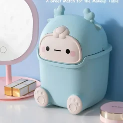 Soptunnor-Söt Flip-Soppa Söt Djurformad Papperskorg Söt Skrivbordspapperskorg för Badrum, Kök, Kontor