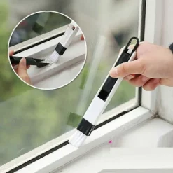 Fönsterrengöring-10st Plast Hörn & Kanter Damm Multifunktionell Rengöringsborste för Fönsterkarm, Tangentbord med Mini Sopskyffel, 18*1.7cm