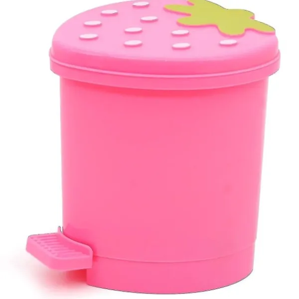 Galaxy Soptunnor-Söt Rosa Jordgubbe Mini Papperskorg med Lock för Skrivbord