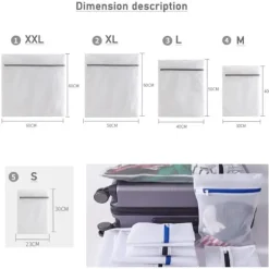 Otego Tvättillbehör-5st Tvättpåsar i Två Storlekar - Organisera och Skydda