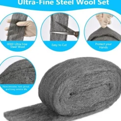 Skadedjur & Insekter-Ståltråd, 2 st 0000 stålull, 8m 100g Anti-mus stålull, Rengöringstråd för rengöring och polering av trä och glas, levereras med handskar
