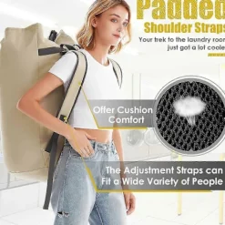 GIFT OF G Tvättillbehör-Stor Kapacitet Kraftig 115L Tvättryggsäck med Robusta Remmar - Militärgrön College Toppmatad Duffelväska