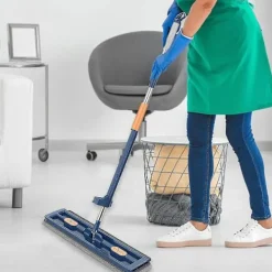 Städmoppar-Stor Platt Moppset, 360° Swivelmopp med Urvridningsfunktion, Golvmoppset Platt Mopp med Återanvändbara Mikrofibermoppdynor för Hårdträ Laminatplattor With 4 pcs cloth | Fyndiq