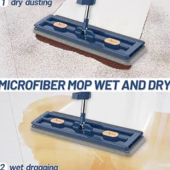 Städmoppar-Stor Platt Moppset, 360° Swivelmopp med Urvridningsfunktion, Golvmoppset Platt Mopp med Återanvändbara Mikrofibermoppdynor för Hårdträ Laminatplattor With 4 pcs cloth | Fyndiq