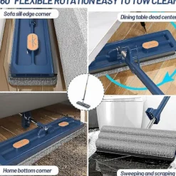 Städmoppar-Stor Platt Moppset, 360° Swivelmopp med Urvridningsfunktion, Golvmoppset Platt Mopp med Återanvändbara Mikrofibermoppdynor för Hårdträ Laminatplattor With 4 pcs cloth | Fyndiq