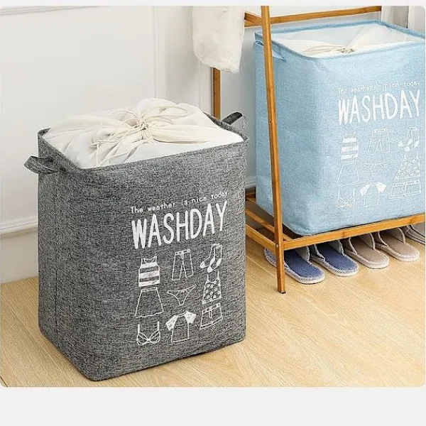Tvättillbehör-Stor smutsig tvättkorg, täcke, kläder, leksaker och diverse förvaringsväska, dammtät dragskoöppning, hopfällbar