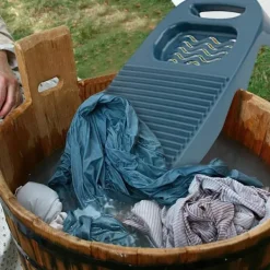 ATELA Tvättillbehör-Stor tvättbräda, handtvättbräda, tvättbräda för tvätt Stor, hög seghet tvättbräda hushåll, 17,7 x 7,8 tum (mörkblå)