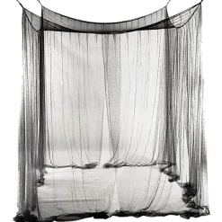 Skadedjur & Insekter-Stort fyrkantigt myggnät med fyra öppningar, snabb och enkel installation, för enkel- och dubbelsängar – svart