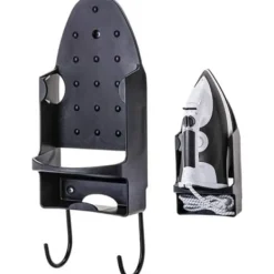 Strykjärn-Strykbrädehängare, väggmonterad elektrisk strykjärnshållare Strykbrädehållare med avtagbara krokar för hem badrumshylla