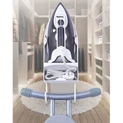 Strykjärn-Strykbrädesställ, Strykjärnsväggfäste, Strykbrädesförvaringsställ, Dörrstrykkorg [Vit]