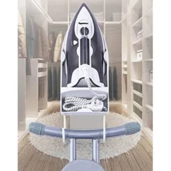 Strykjärn-Strykbrädeställ, Väggfäste för strykjärn, Förvaringsställ för strykbräda, Dörrstrykkorg [Vit]